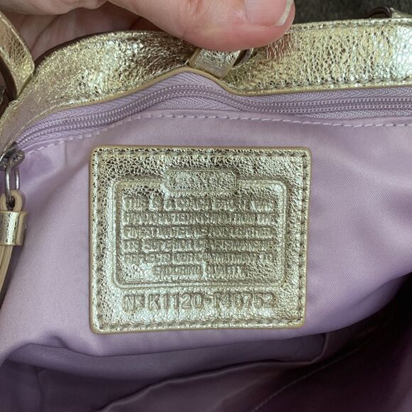 Coach tote mini gold and purple plaid NWT - Picture 7 of 12